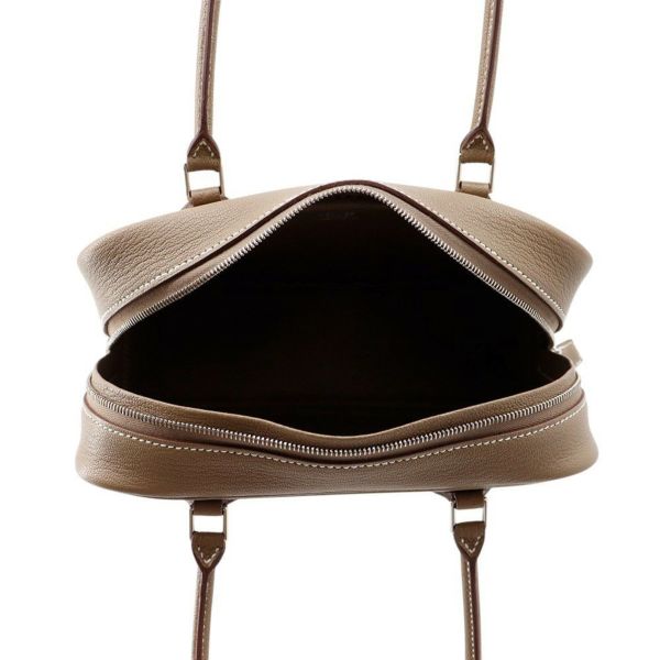 エルメス ハンドバッグ プリュム ミニ エトゥープ/シルバー金具 シェブルミゾル K刻印 HERMES バッグ シェーブル