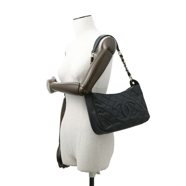 シャネル チェーンショルダーバッグ マトラッセ ココマーク キャビアスキン A20993 CHANEL ワンショルダー 黒
