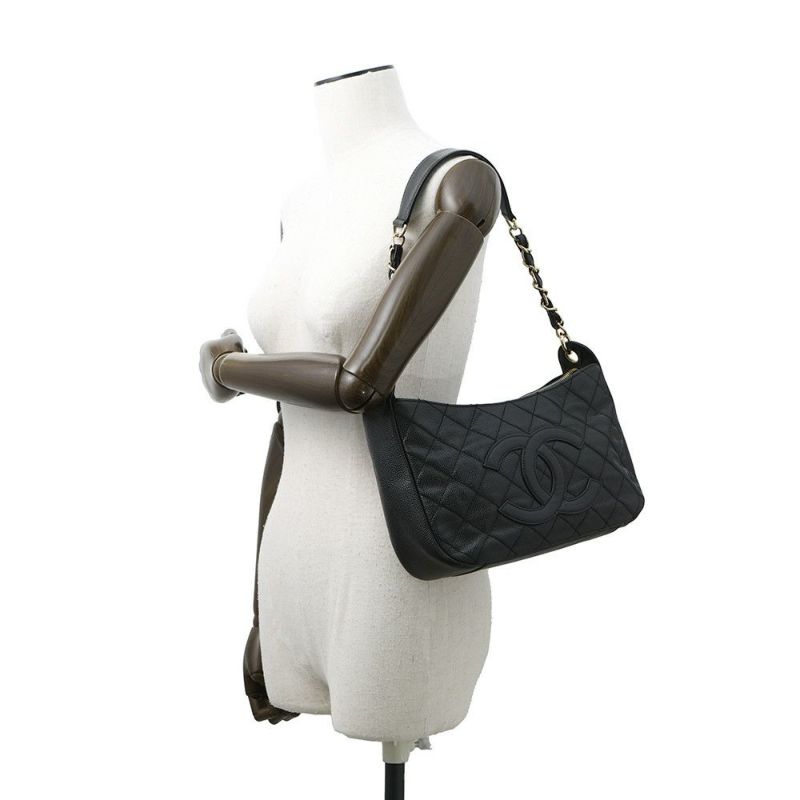 シャネル チェーンショルダーバッグ マトラッセ ココマーク キャビアスキン A20993 CHANEL ワンショルダー 黒
