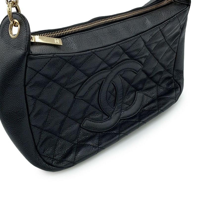シャネル チェーンショルダーバッグ マトラッセ ココマーク キャビアスキン A20993 CHANEL ワンショルダー 黒
