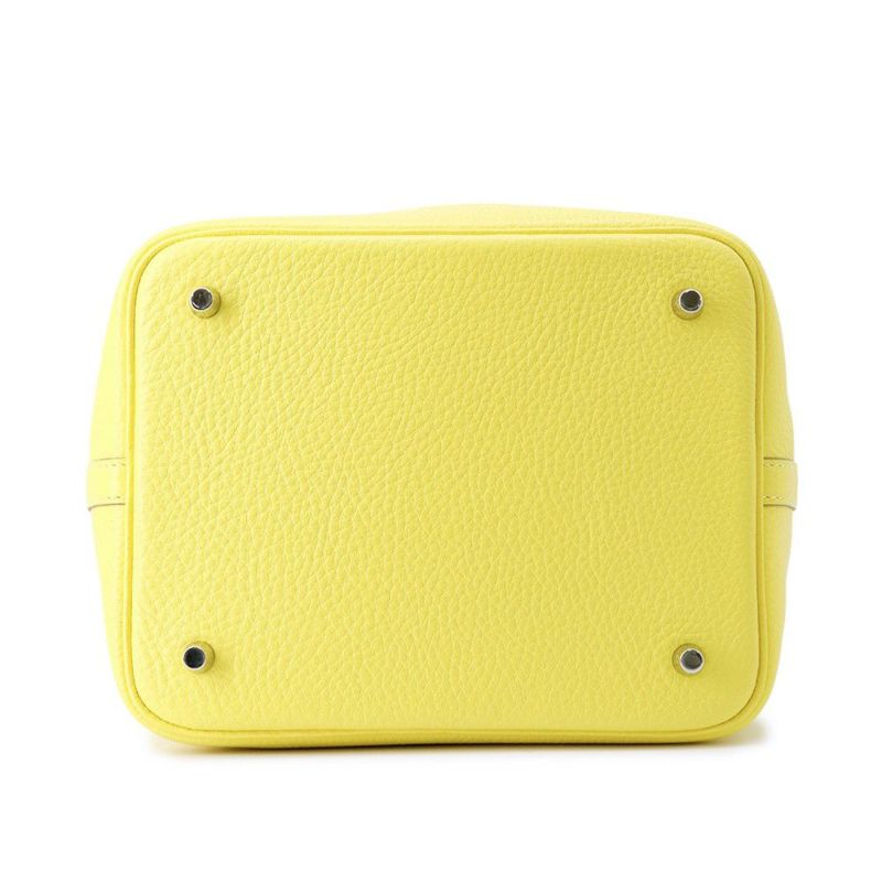 エルメス ハンドバッグ ピコタンロックMM ライム/シルバー金具 トリヨンクレマンス Y刻印 HERMES トートバッグ