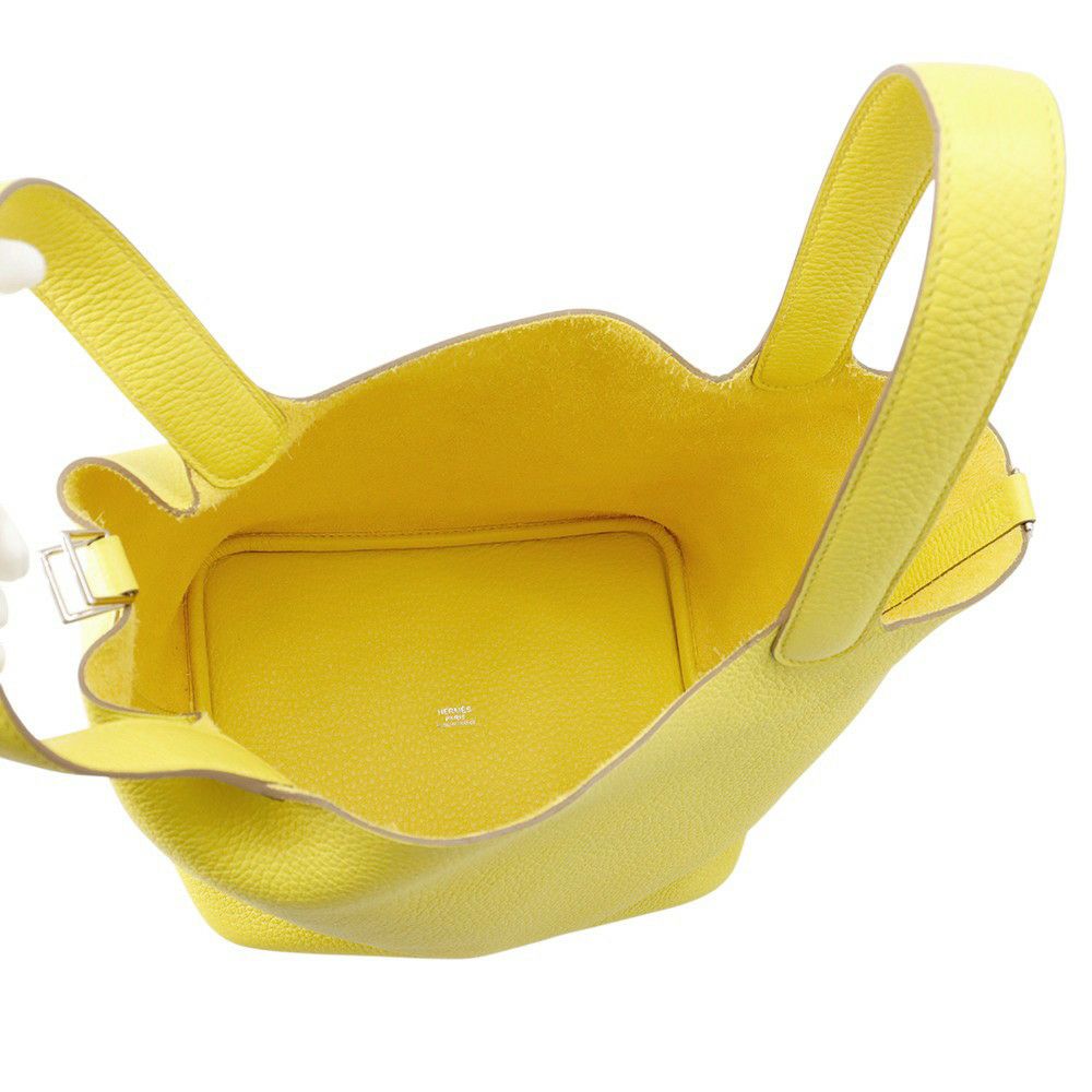 エルメス ハンドバッグ ピコタンロックMM ライム/シルバー金具 トリヨンクレマンス Y刻印 HERMES トートバッグ