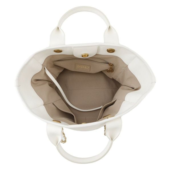 シャネル チェーントートバッグ ドーヴィル ショッピングバッグ レザー AS3351 CHANEL 白 2way