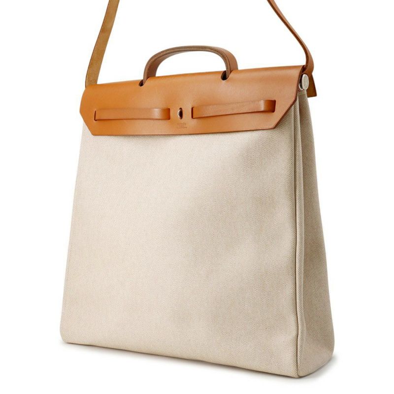 エルメス ショルダーバッグ エールバッグMM ナチュラル/シルバー金具 トワルアッシュ/ヴァッシュハンター □D刻印