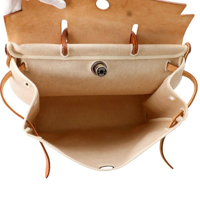 エルメス ショルダーバッグ エールバッグMM ナチュラル/シルバー金具 トワルアッシュ/ヴァッシュハンター □D刻印