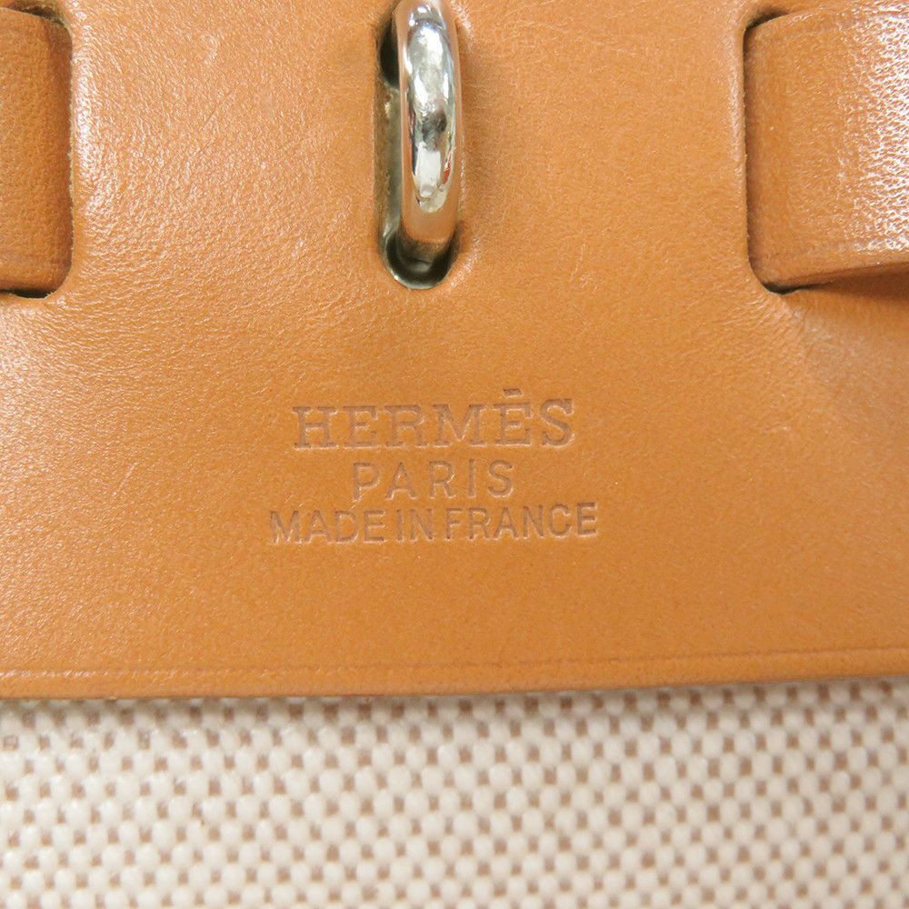 エルメス ショルダーバッグ エールバッグMM ナチュラル/シルバー金具 トワルアッシュ/ヴァッシュハンター □D刻印