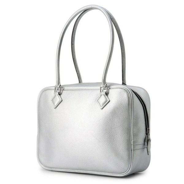 エルメス ハンドバッグ プリュム ミニ シルバー/シルバー金具 シェブルミゾル □H刻印 HERMES オリンピック限定