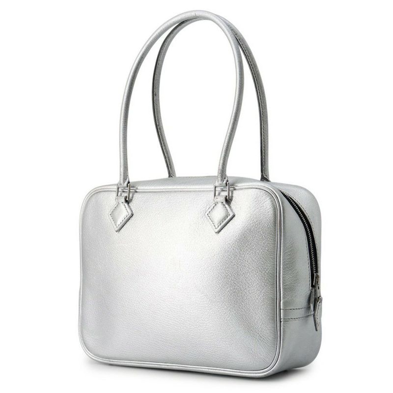 エルメス ハンドバッグ プリュム ミニ シルバー/シルバー金具 シェブルミゾル □H刻印 HERMES オリンピック限定