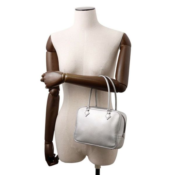 エルメス ハンドバッグ プリュム ミニ シルバー/シルバー金具 シェブルミゾル □H刻印 HERMES オリンピック限定