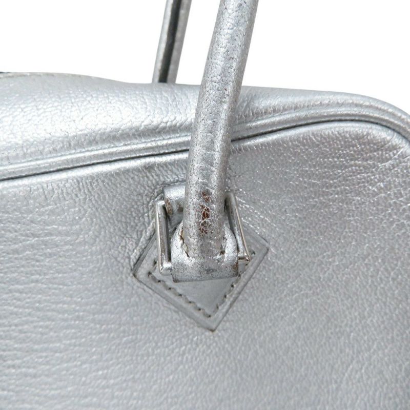 エルメス ハンドバッグ プリュム ミニ シルバー/シルバー金具 シェブルミゾル □H刻印 HERMES オリンピック限定