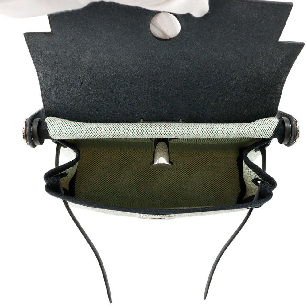 エルメス ショルダーバッグ エールバッグジップ ミニ ブラック/エクリュ/シルバー金具 トワルミリタリー/ヴァッシュハンター K刻印 黒