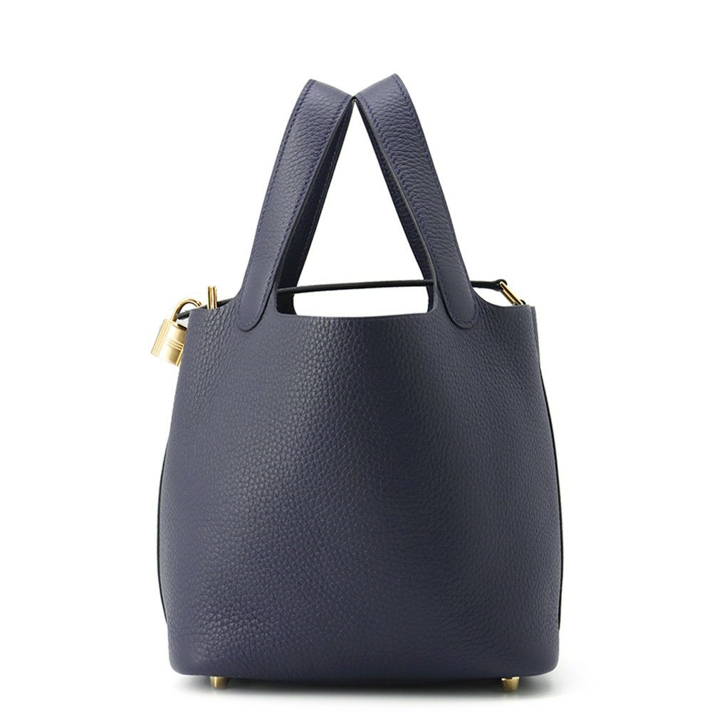 エルメス ハンドバッグ ピコタンロックPM ブルーニュイ/ゴールド金具 トリヨンクレマンス K刻印 HERMES トートバッグ
