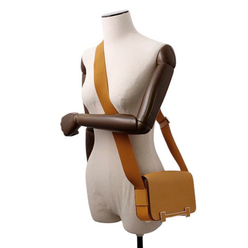 エルメス ショルダーバッグ ゲタ キャメル/ゴールド金具 シェブルミゾル B刻印 HERMES バッグ シェーブル