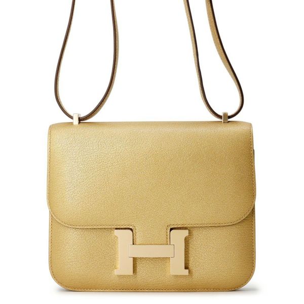 エルメス ミニ コンスタンス3 ミロワール ドレ/シャンパンゴールド金具 シェブルシャムキラ B刻印 シェーブル