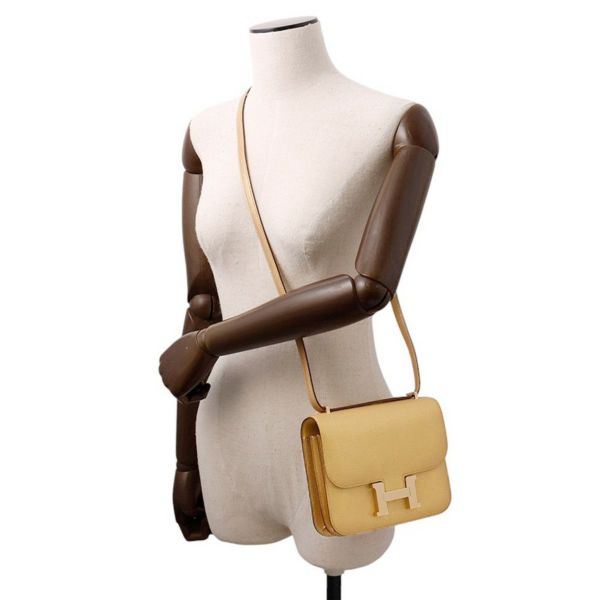 エルメス ミニ コンスタンス3 ミロワール ドレ/シャンパンゴールド金具 シェブルシャムキラ B刻印 シェーブル