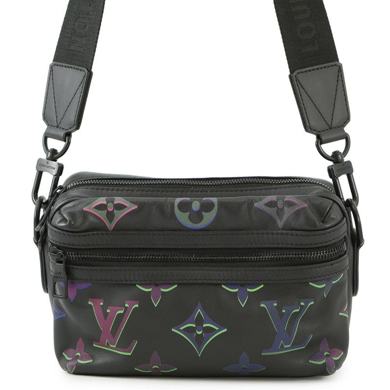 ルイヴィトン ショルダーバッグ カーフレザー/モノグラム・パターン コメット・メッセンジャーPM M22495 ブラック 黒