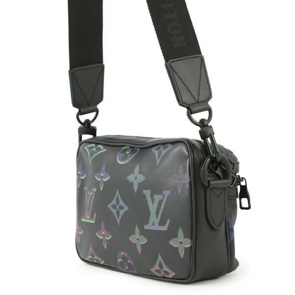 ルイヴィトン ショルダーバッグ カーフレザー/モノグラム・パターン コメット・メッセンジャーPM M22495 ブラック 黒