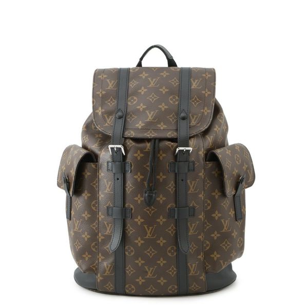 ルイヴィトン リュックサック モノグラム・マカサー クリストファーMM M43735 LOUIS VUITTON バックパック 黒 ブラック