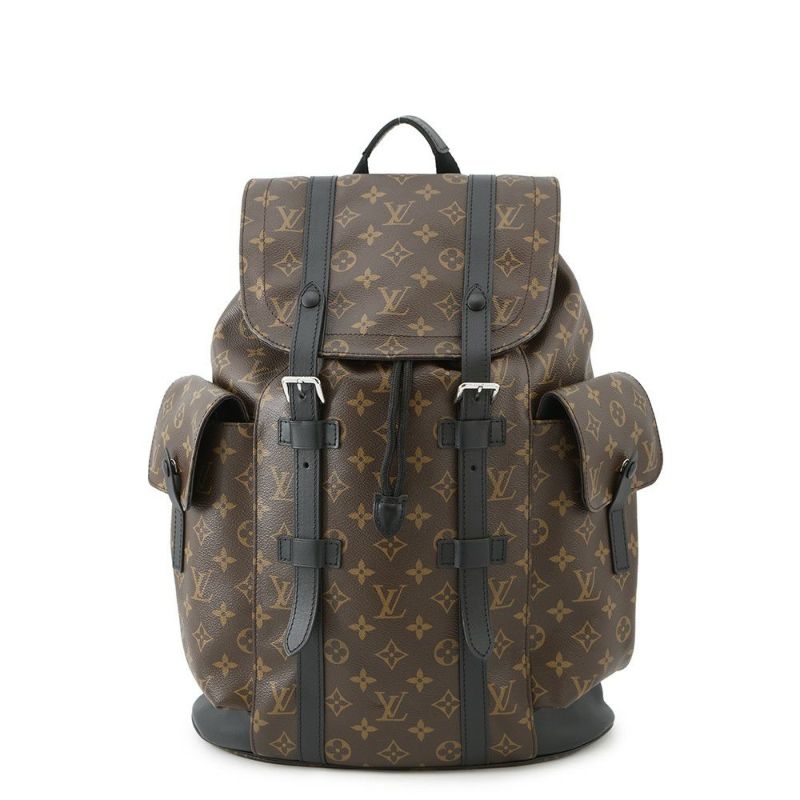 ルイヴィトン リュックサック モノグラム・マカサー クリストファーMM M43735 LOUIS VUITTON バックパック 黒 ブラック