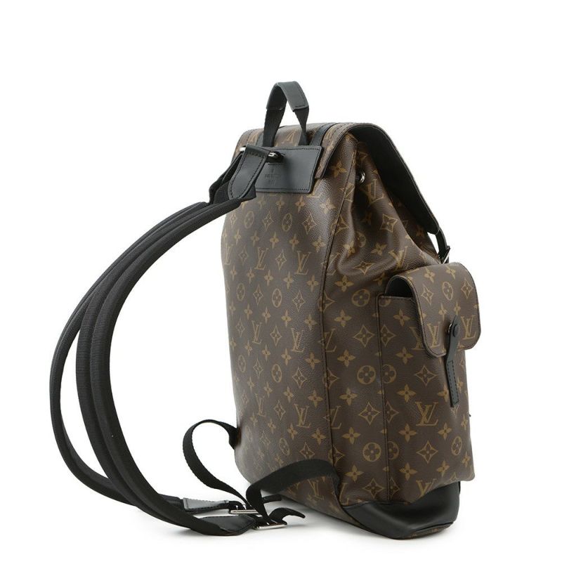 ルイヴィトン リュックサック モノグラム・マカサー クリストファーMM M43735 LOUIS VUITTON バックパック 黒 ブラック