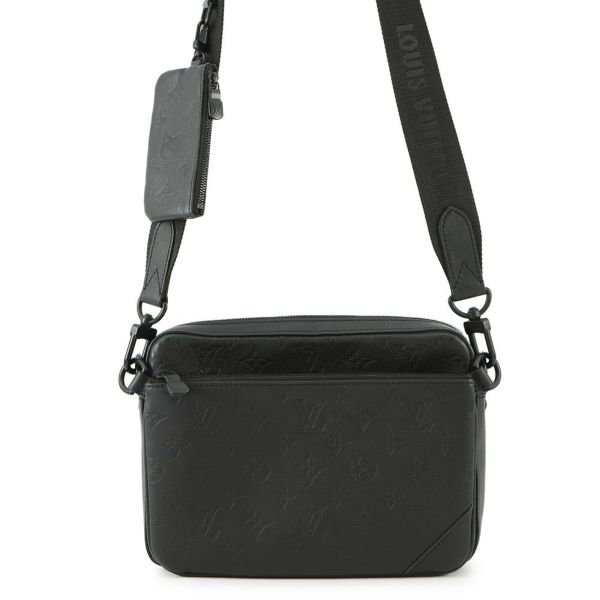 ルイヴィトン ショルダーバッグ モノグラム・シャドウ トリオ・メッセンジャー M46602 LOUIS VUITTON ブラック 黒