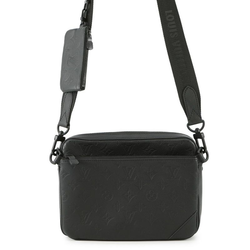 ルイヴィトン ショルダーバッグ モノグラム・シャドウ トリオ・メッセンジャー M46602 LOUIS VUITTON ブラック 黒