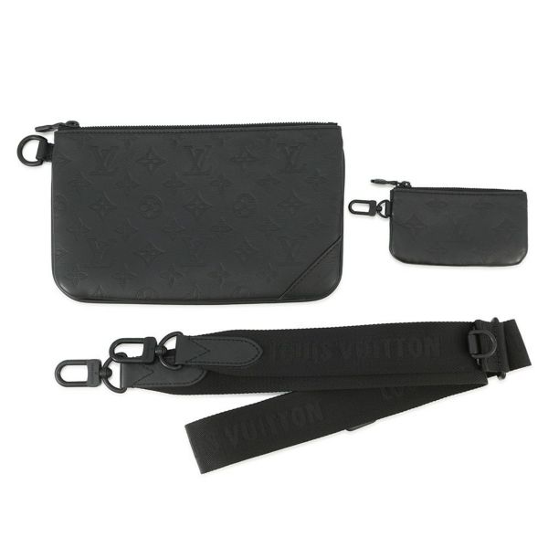ルイヴィトン ショルダーバッグ モノグラム・シャドウ トリオ・メッセンジャー M46602 LOUIS VUITTON ブラック 黒