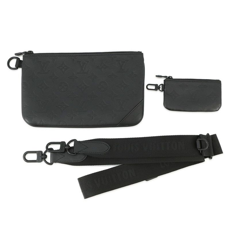 ルイヴィトン ショルダーバッグ モノグラム・シャドウ トリオ・メッセンジャー M46602 LOUIS VUITTON ブラック 黒