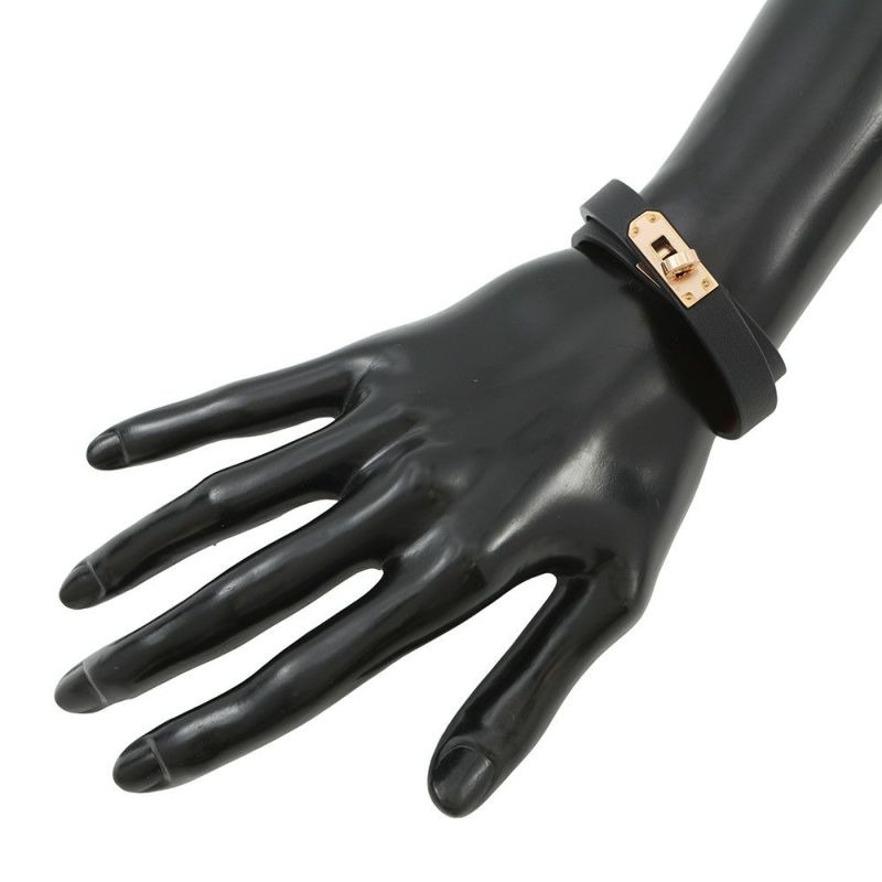 エルメス ブレスレット ケリー ドゥブルトゥール ブラック/ピンクゴールド金具 スイフト Z刻印 サイズT2 HERMES 黒