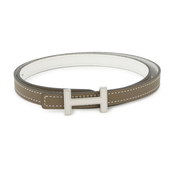 エルメス ベルト Hリバーシブル エトゥープ/ホワイト/シルバー金具 スイフト/エプソン W刻印 レディースサイズ70