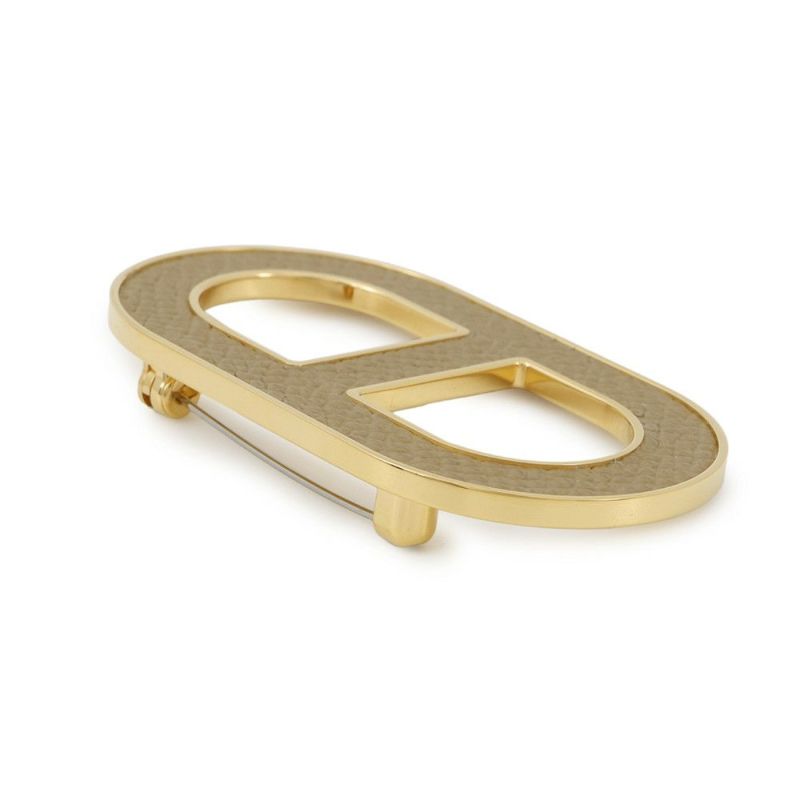 エルメス ブローチ シェーヌダンクル プシエール/ゴールド金具 エプソン HERMES アクセサリー