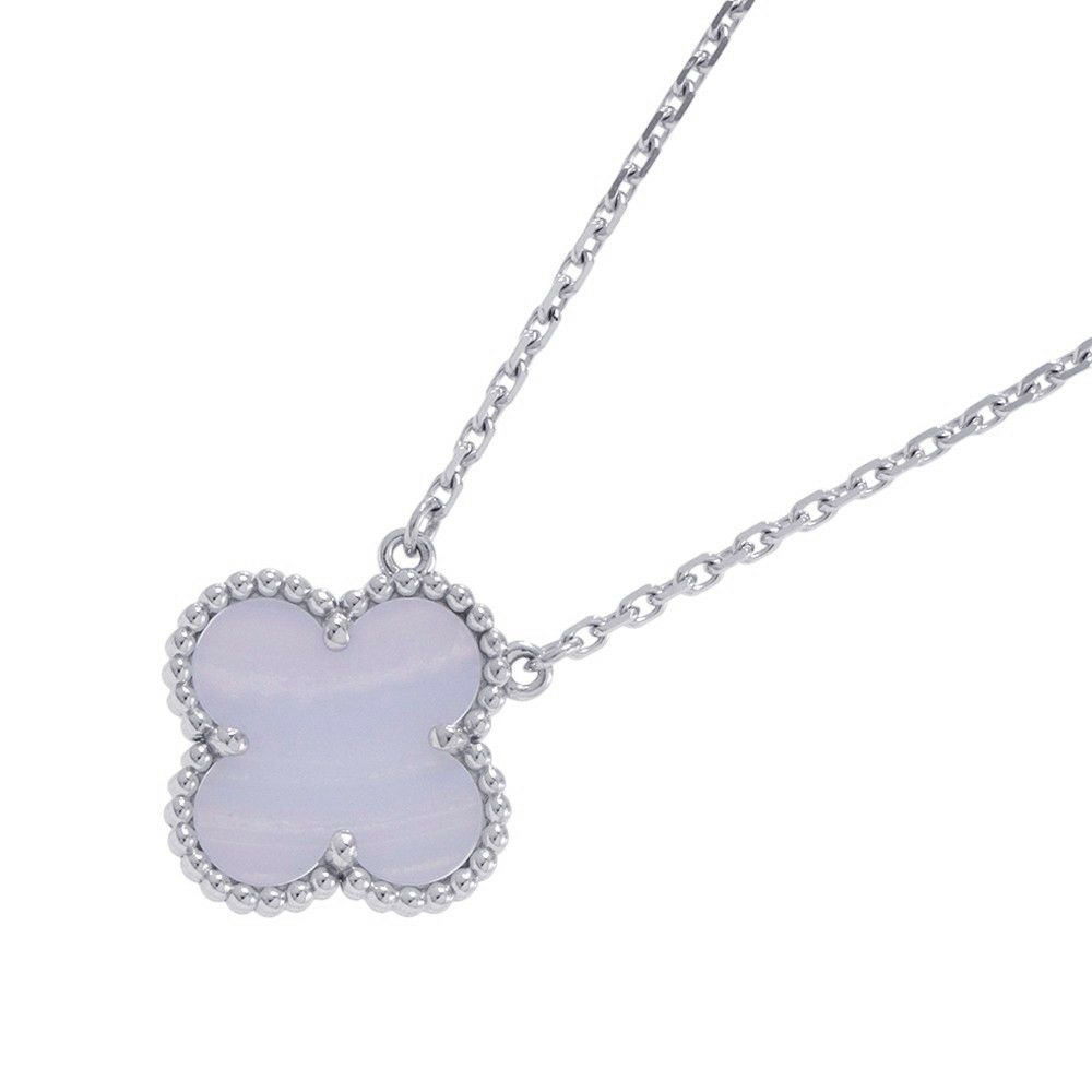 ヴァンクリーフ&アーペル ネックレス ヴィンテージ アルハンブラ ペンダント カルセドニー K18WGホワイトゴールド VCARD34900