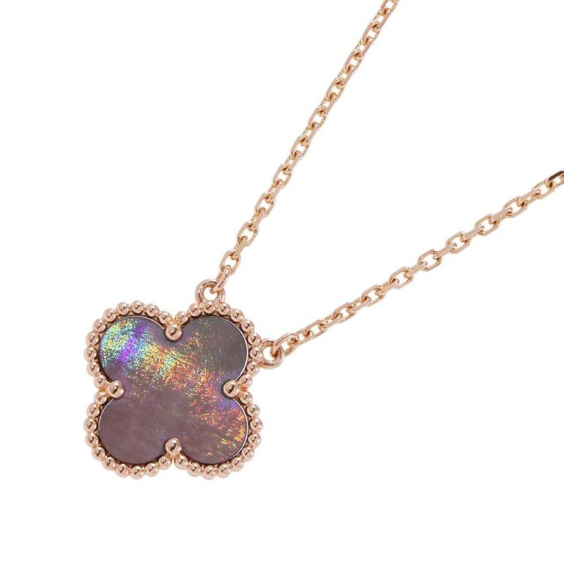 ヴァンクリーフ&アーペル ネックレス ヴィンテージ アルハンブラ ペンダント グレーマザーオブパール K18PGピンクゴールド VCARP4KK00