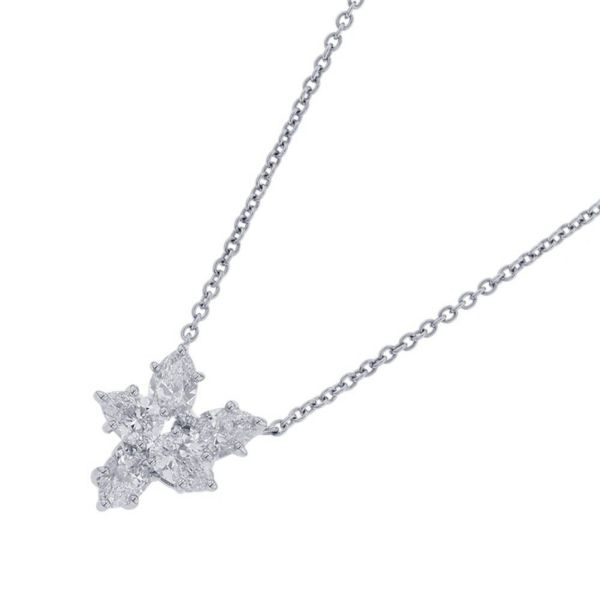 ハリーウィンストン ネックレス ウィンストン・クラスター・ペンダント スモール ダイヤ 5P 計約1.00ct Pt950プラチナ PEDPCLSMWC