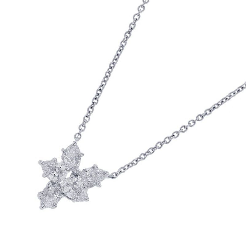 ハリーウィンストン ネックレス ウィンストン・クラスター・ペンダント スモール ダイヤ 5P 計約1.00ct Pt950プラチナ PEDPCLSMWC