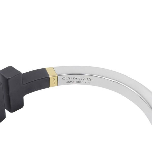 ティファニー ブレスレット Tスクエア バングル SV925/SSブラックコーティング/K18YG ジュエリー