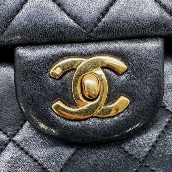 シャネル チェーンショルダーバッグ マトラッセ25 ココマーク ラムスキン ダブルチェーン CHANEL 黒