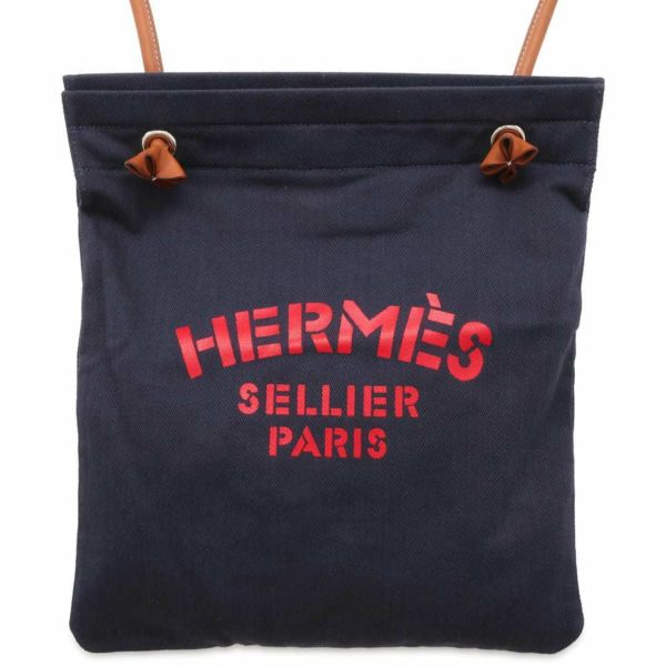 エルメス ショルダーバッグ アリーヌMM ネイビー/シルバー金具 トワルシェブロン/スイフト HERMES バッグ