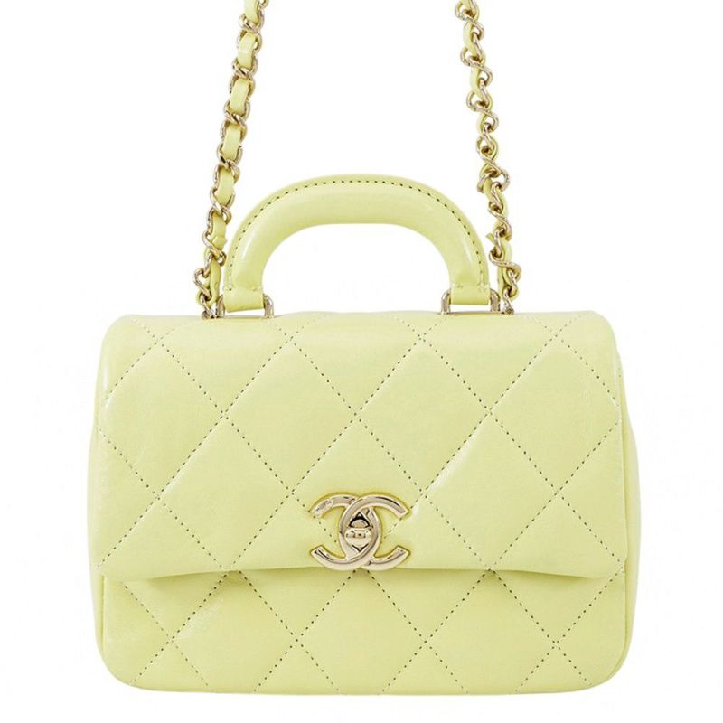 シャネル ハンドバッグ ココマーク マトラッセ ミニトップハンドル シャイニーカーフレザー AS4543 2way