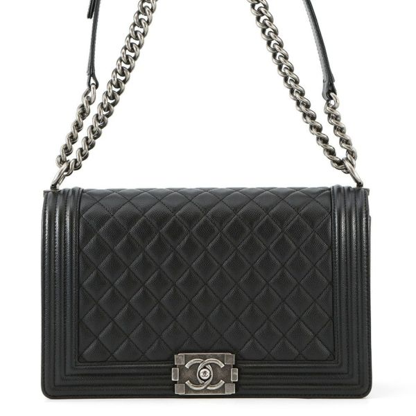 シャネル チェーンショルダーバッグ ボーイシャネル ラージ マトラッセ ココマーク A92193 CHANEL 黒