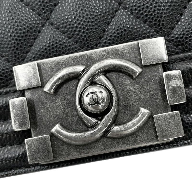 シャネル チェーンショルダーバッグ ボーイシャネル ラージ マトラッセ ココマーク A92193 CHANEL 黒