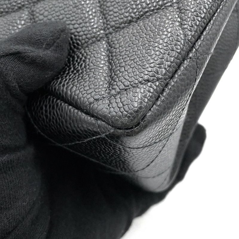 シャネル チェーンショルダーバッグ デカマトラッセ 30 ココマーク キャビアスキン ダブルチェーン A11869 CHANEL デカマト 黒