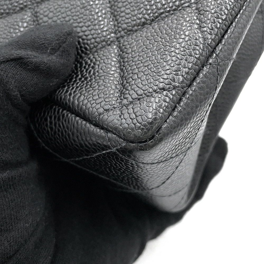 シャネル チェーンショルダーバッグ デカマトラッセ 30 ココマーク キャビアスキン ダブルチェーン A11869 CHANEL デカマト 黒