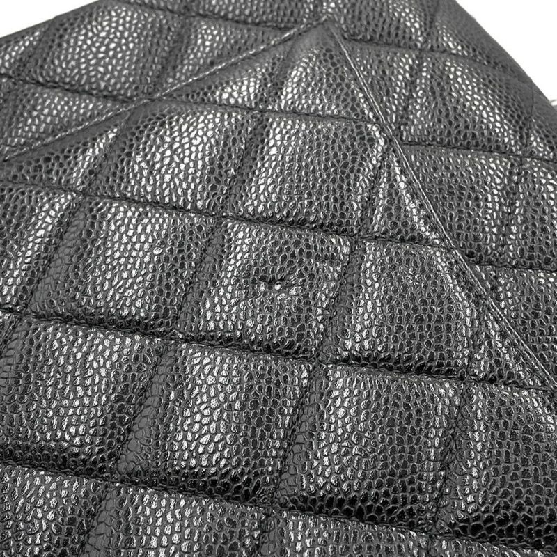 シャネル チェーンショルダーバッグ デカマトラッセ 30 ココマーク キャビアスキン ダブルチェーン A11869 CHANEL デカマト 黒