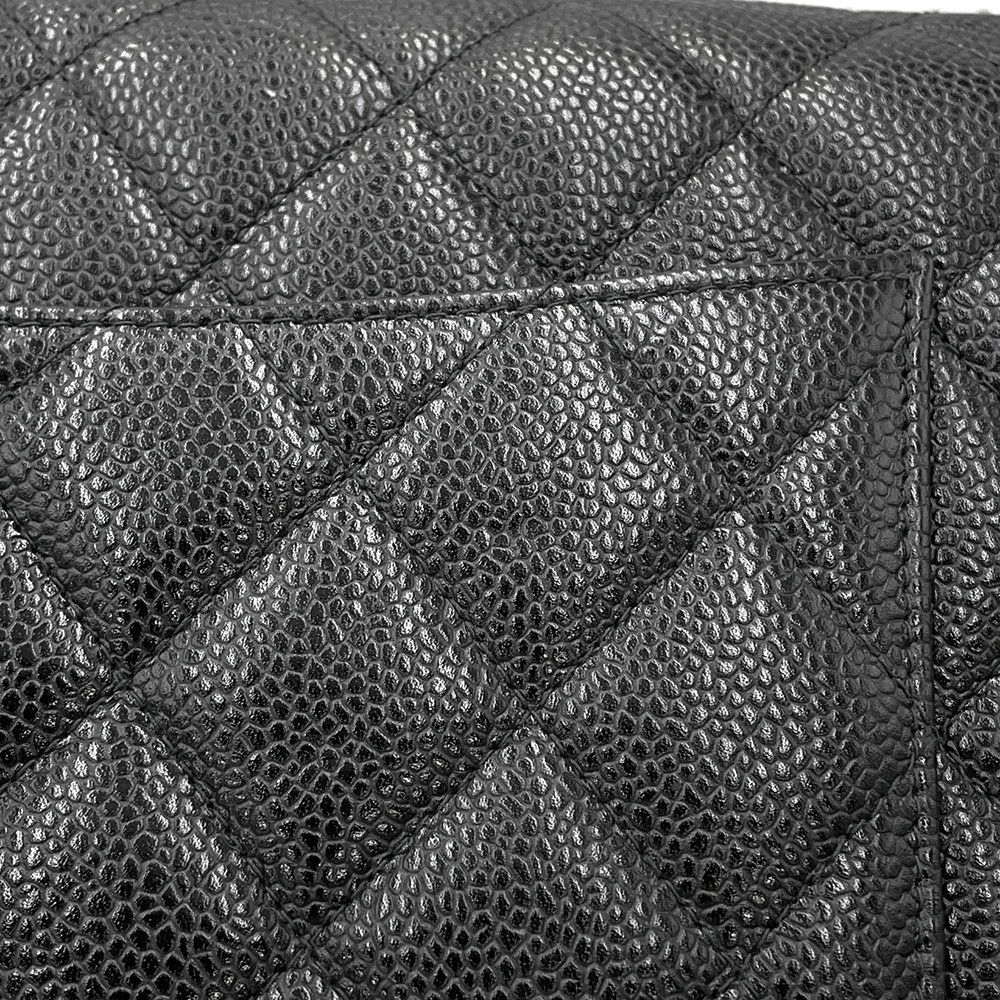 シャネル チェーンショルダーバッグ デカマトラッセ 30 ココマーク キャビアスキン ダブルチェーン A11869 CHANEL デカマト 黒