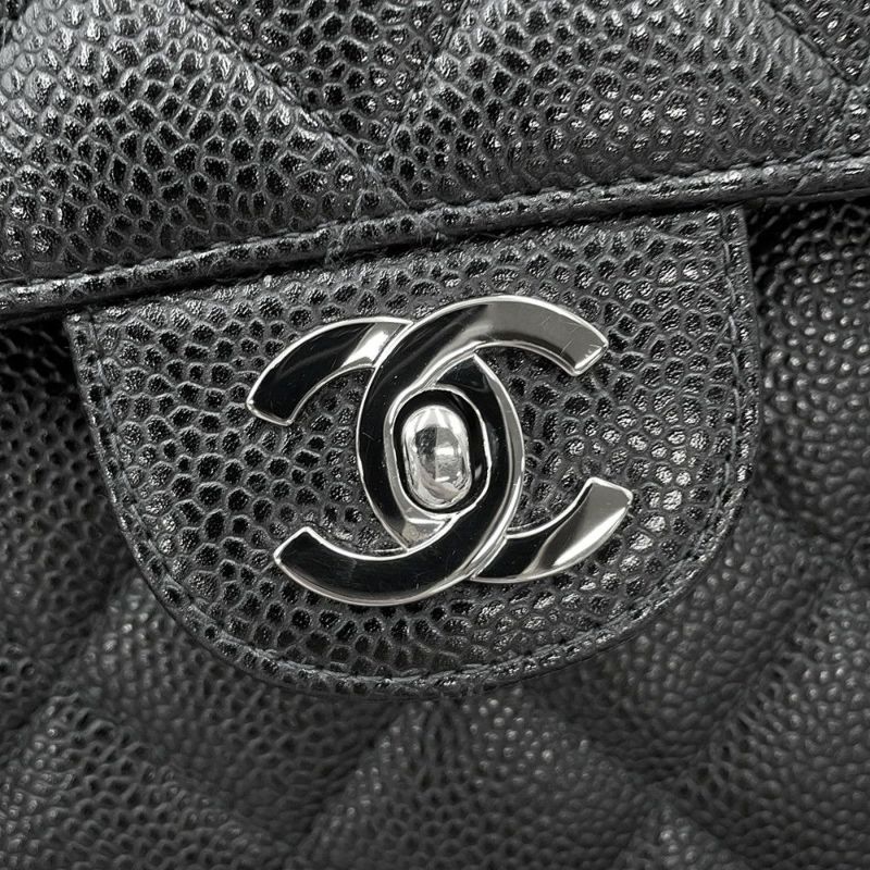 シャネル チェーンショルダーバッグ デカマトラッセ 30 ココマーク キャビアスキン ダブルチェーン A11869 CHANEL デカマト 黒