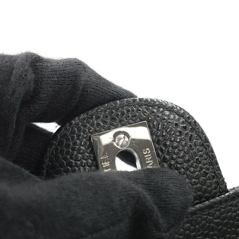 シャネル チェーンショルダーバッグ デカマトラッセ 30 ココマーク キャビアスキン ダブルチェーン A11869 CHANEL デカマト 黒