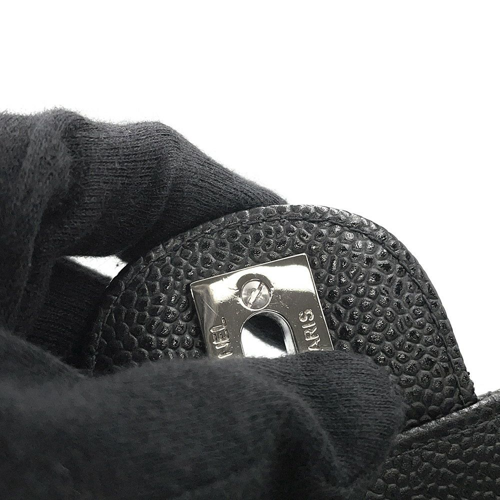 シャネル チェーンショルダーバッグ デカマトラッセ 30 ココマーク キャビアスキン ダブルチェーン A11869 CHANEL デカマト 黒