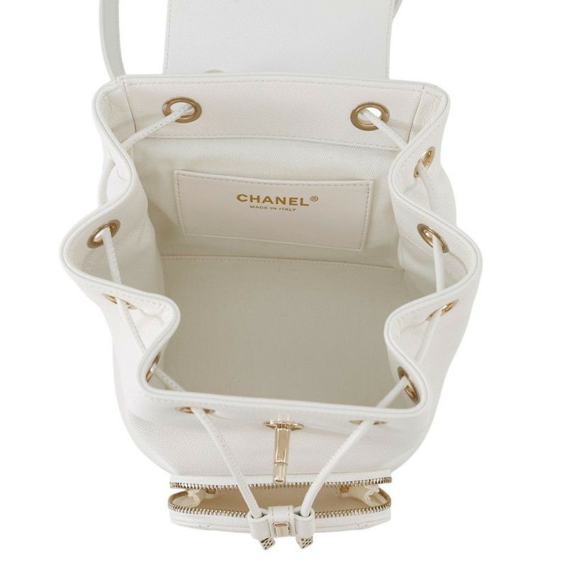 シャネル バックパック ココマーク マトラッセ キャビアスキン AS3530 CHANEL バッグ リュック 白