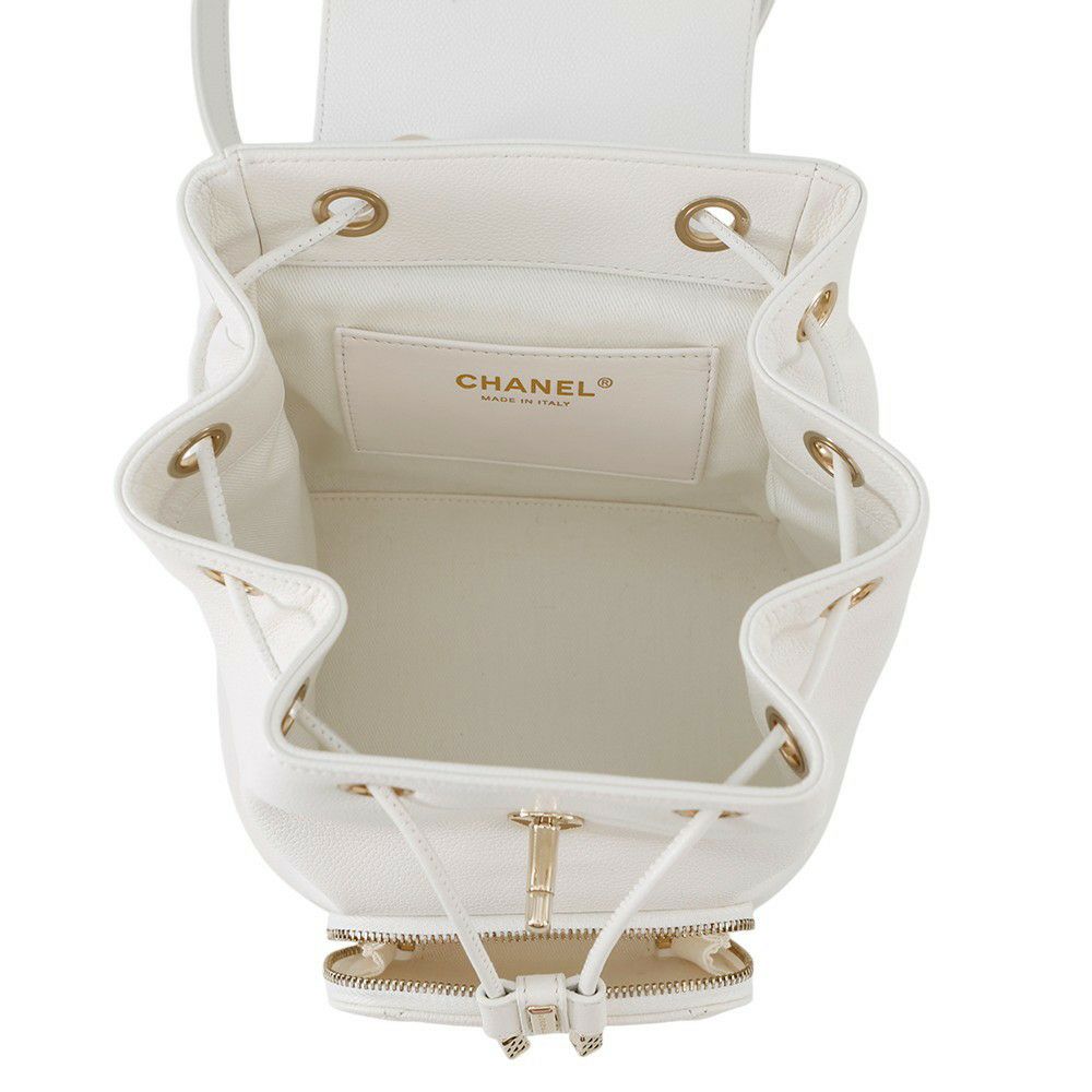 シャネル バックパック ココマーク マトラッセ キャビアスキン AS3530 CHANEL バッグ リュック 白